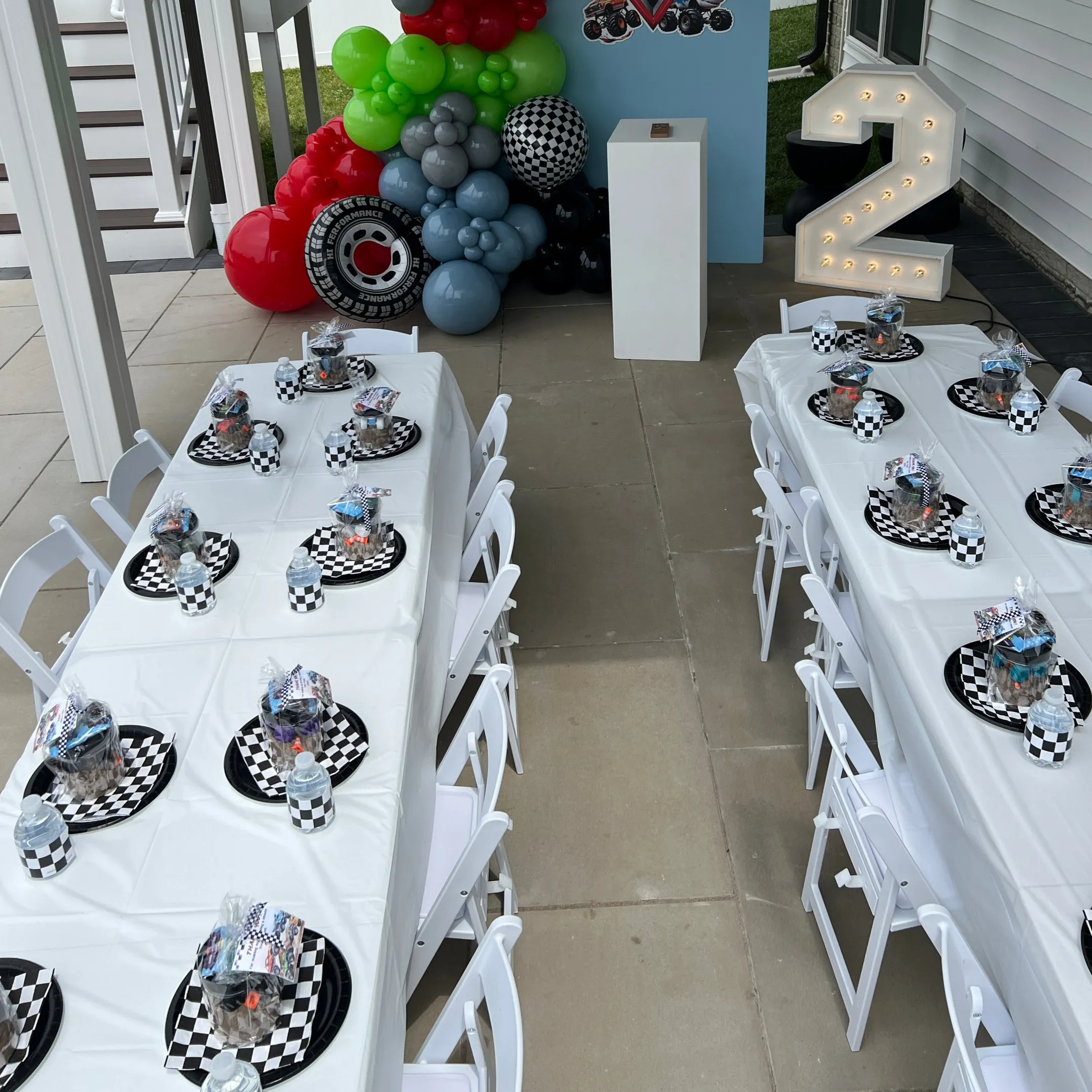 Kid-sized rental chairs and table for a children's party