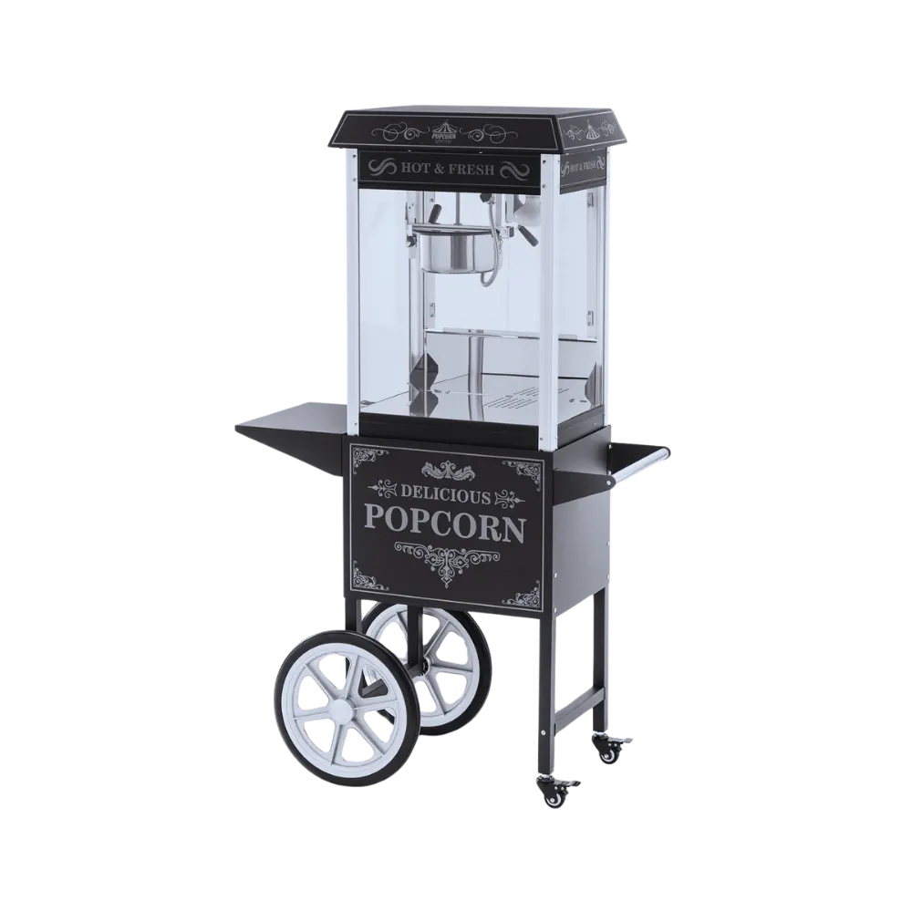 Popcornmaschine Retro mit Unterwagen schwarz