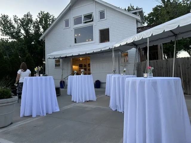High top table rentals at a wedding at Crestview Dairy