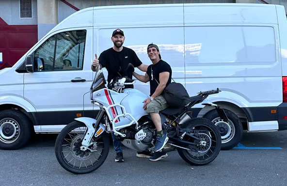 Miguel Herran Ducati Desertx Delivery with VW crafter