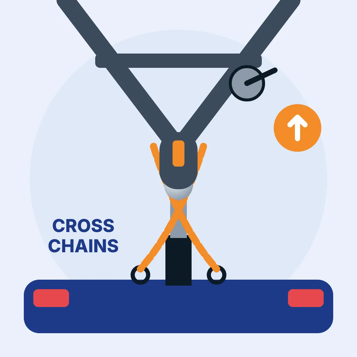 Safety chains crossed under the trailer coupler