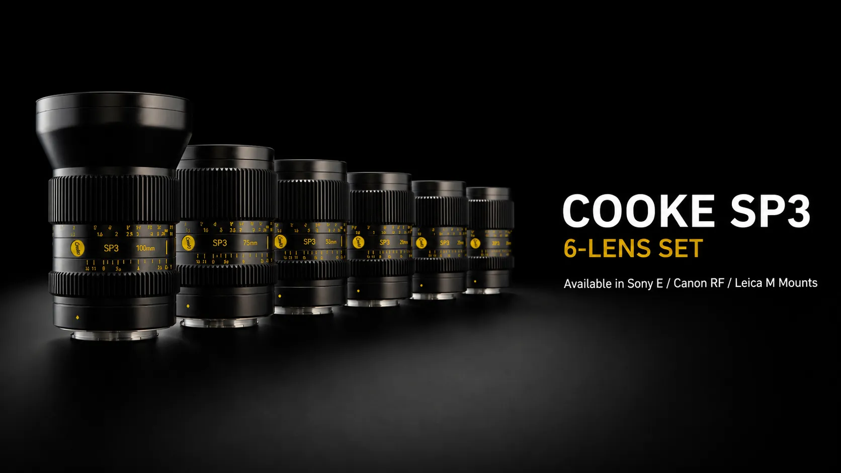Cooke SP3 six-lens cinema prime set available to rent in Bangkok with Sony E, Canon RF, and Leica M mounts