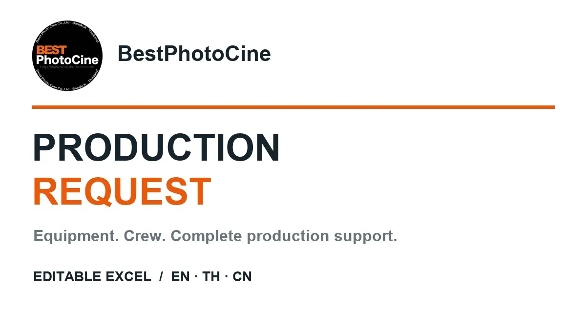 BestPhotoCine Production Request - equipment and one-stop production support