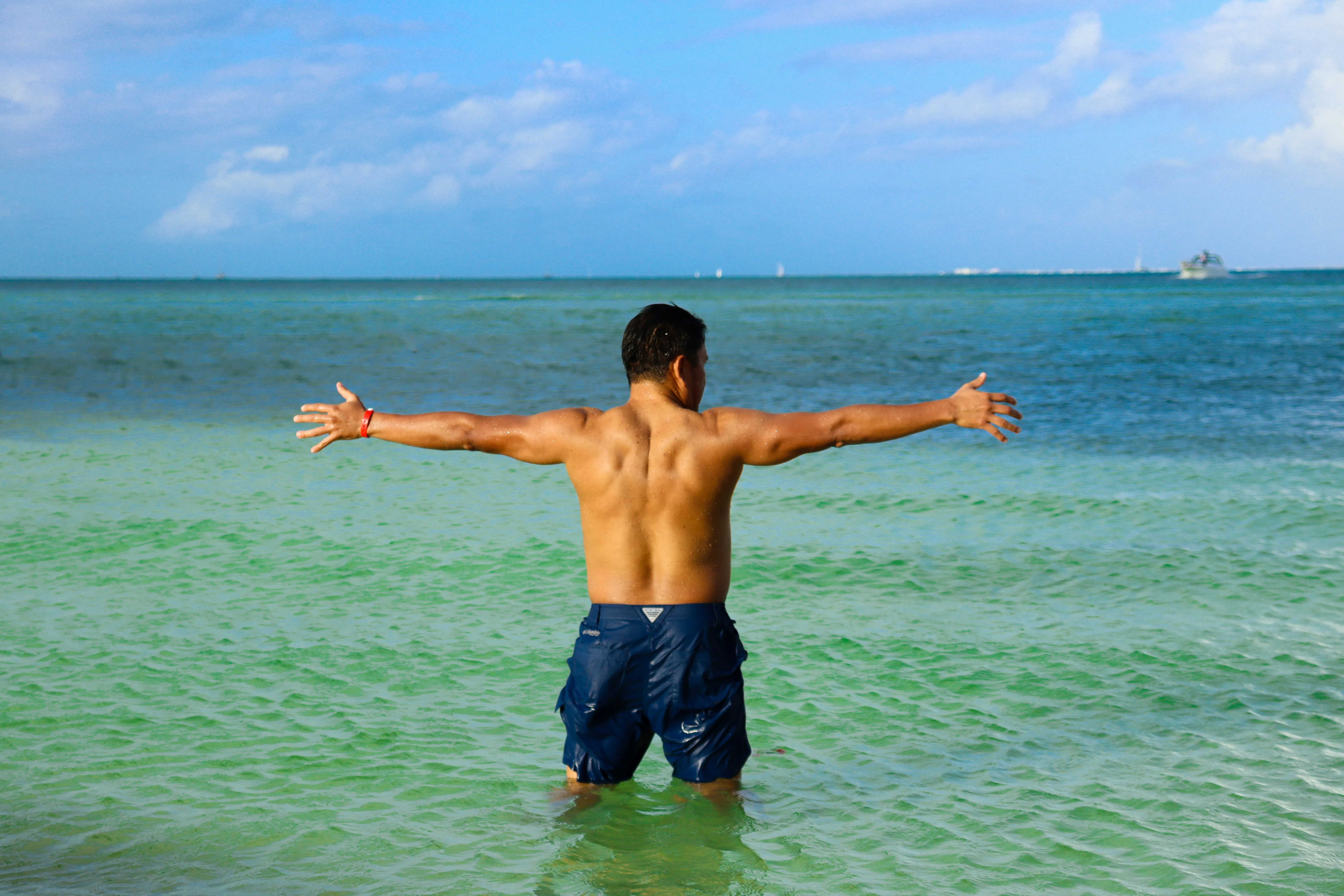 Man in the Caribbean sea
