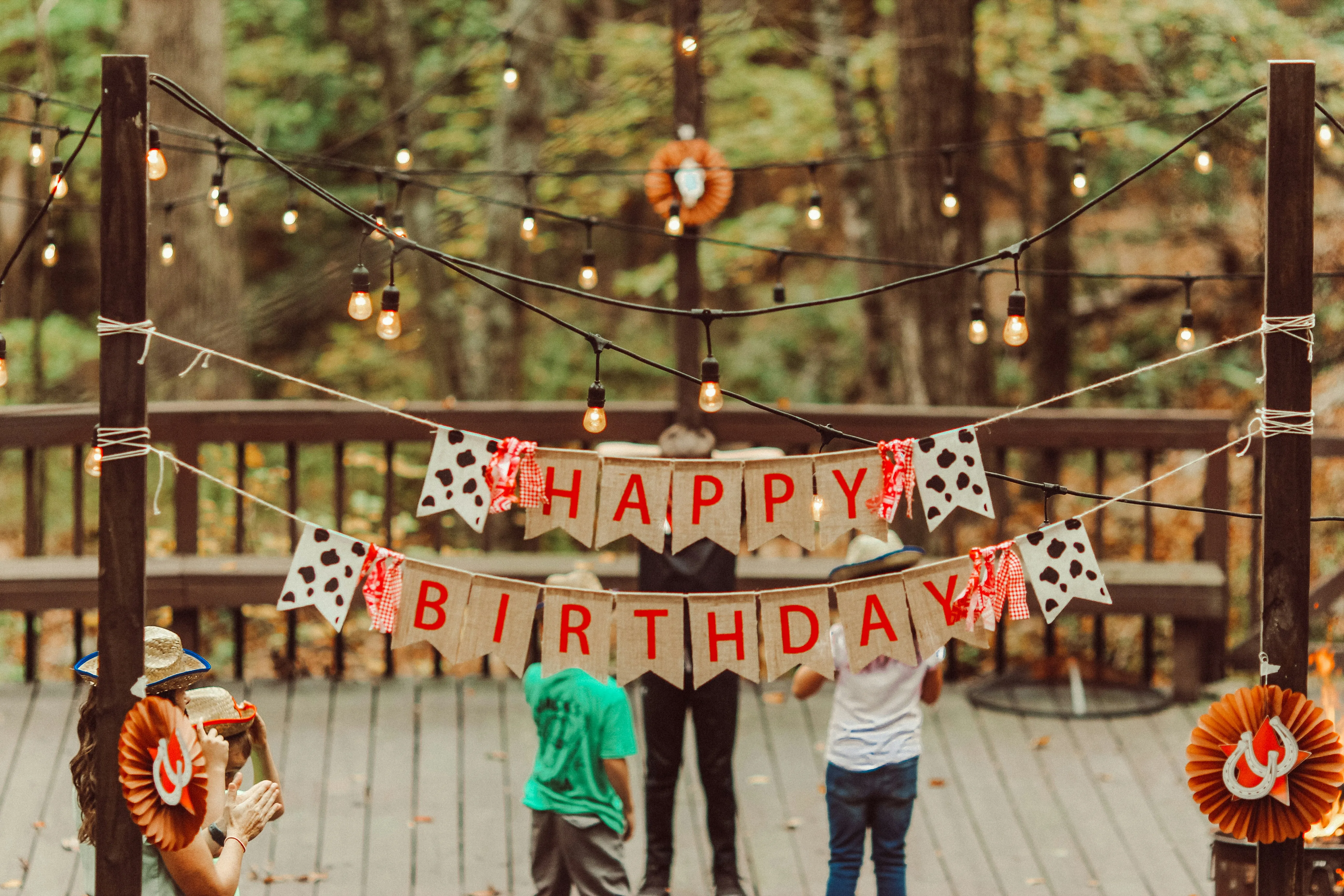 Happy Birthday Banner with string lights, it's a day to remember.