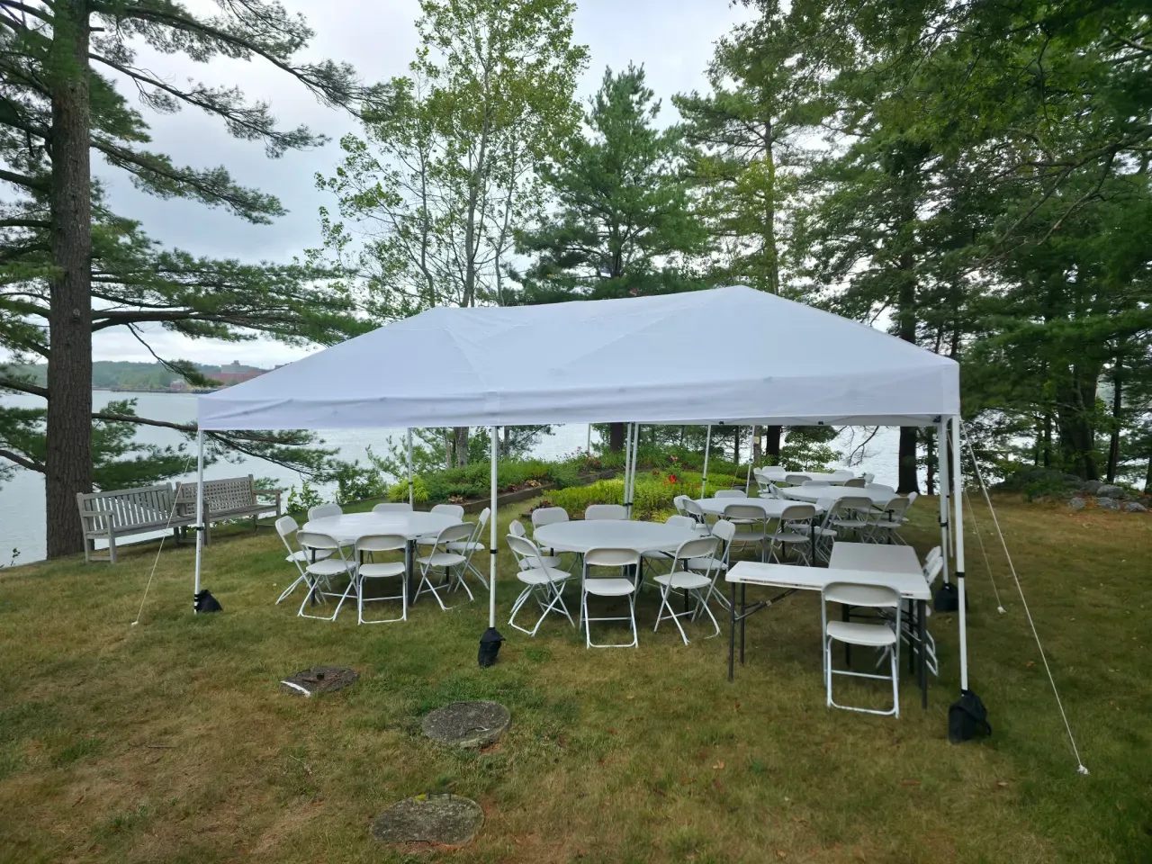 Tent and tables rentals by the lake