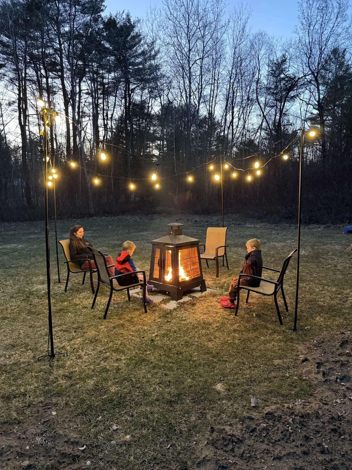 String lighting setup on light poles