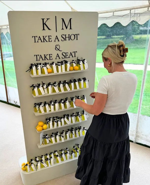 Custom Favor Wall Take a Shot take a Seat custom made Evently Rental Wall Louisville KY