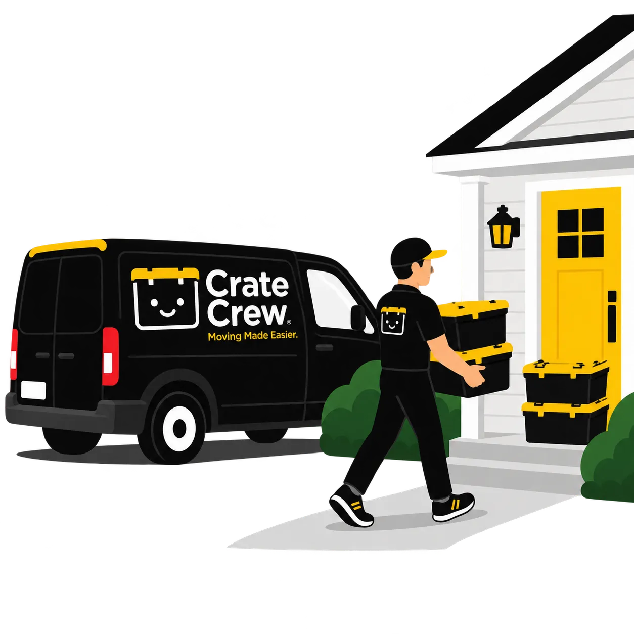 Crate Crew delivering reusable moving crates to a customer’s home.
