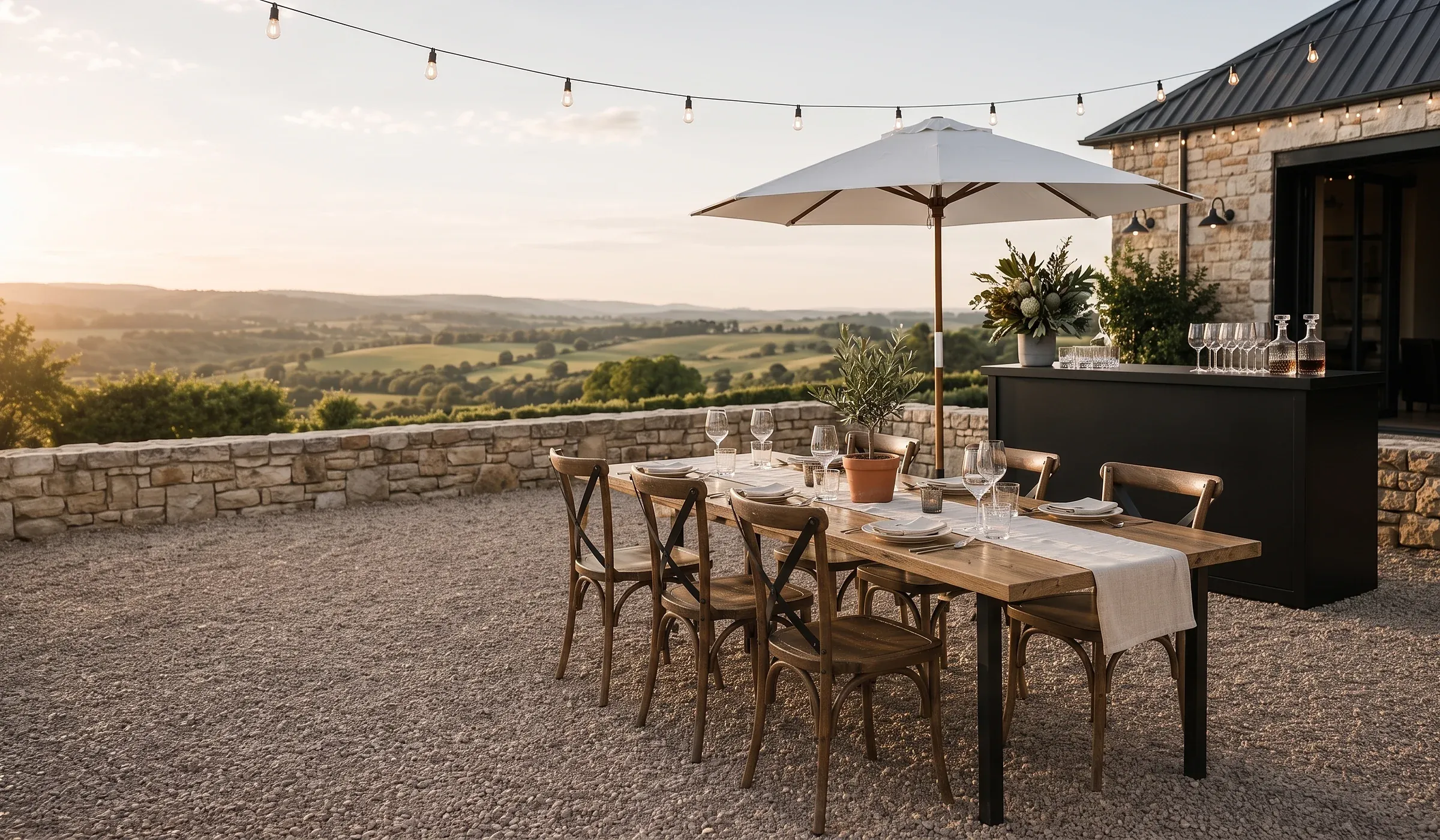 Swans Lane Event Hire furniture setup in Geelong