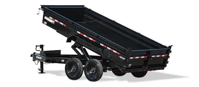 dump trailer lifted and dumping