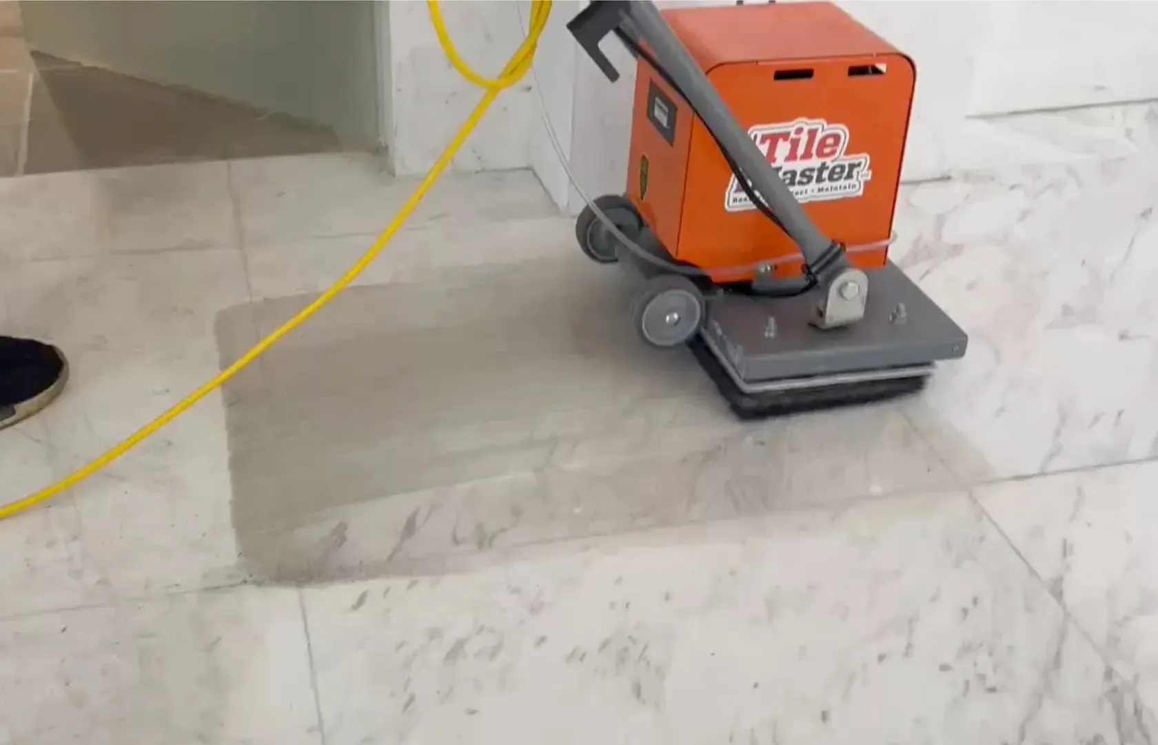 TileMaster 40 machine cleaning a stone floor