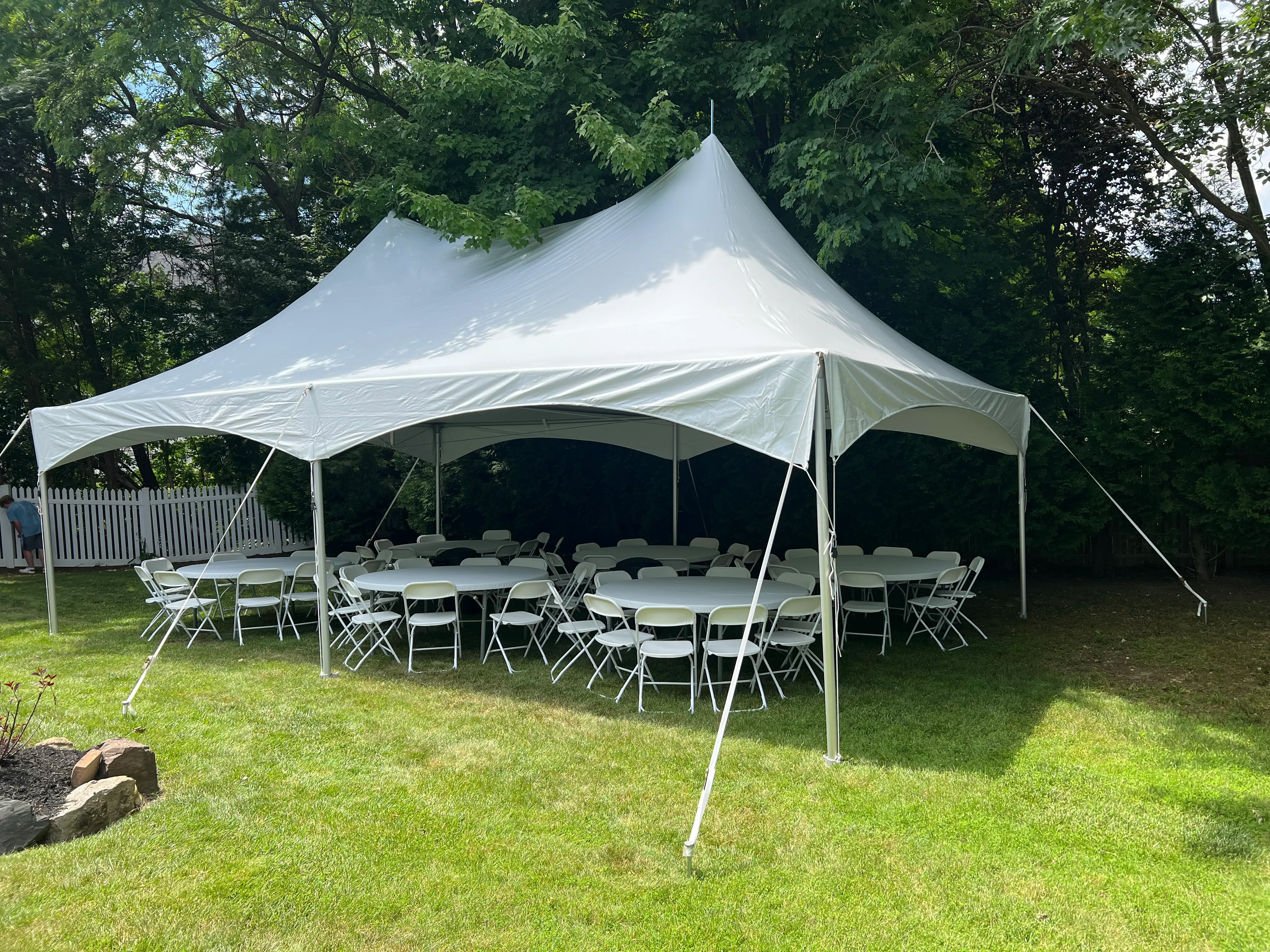 20x30 high peak tent rental for backyard wedding