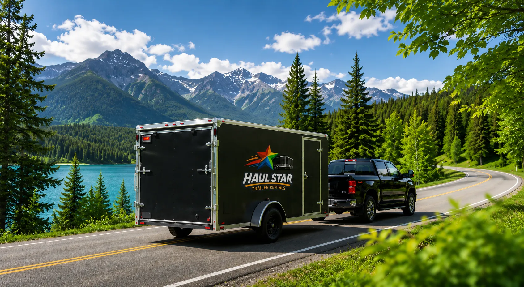 6 x 14 Enclosed trailer rental on the highway