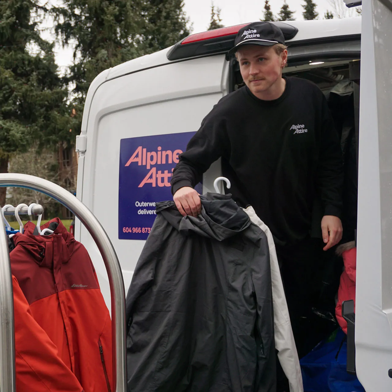 Alpline attire making a rental delivery.