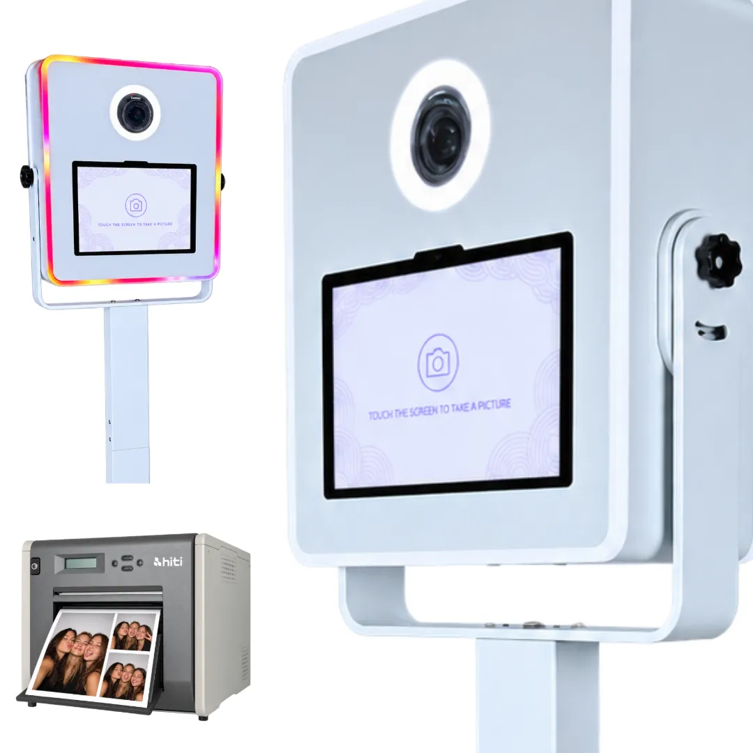 Photobooth met professionele fotoprinter van Goedegebuur Verhuur voor bruiloften, feesten en evenementen in Friesland.
