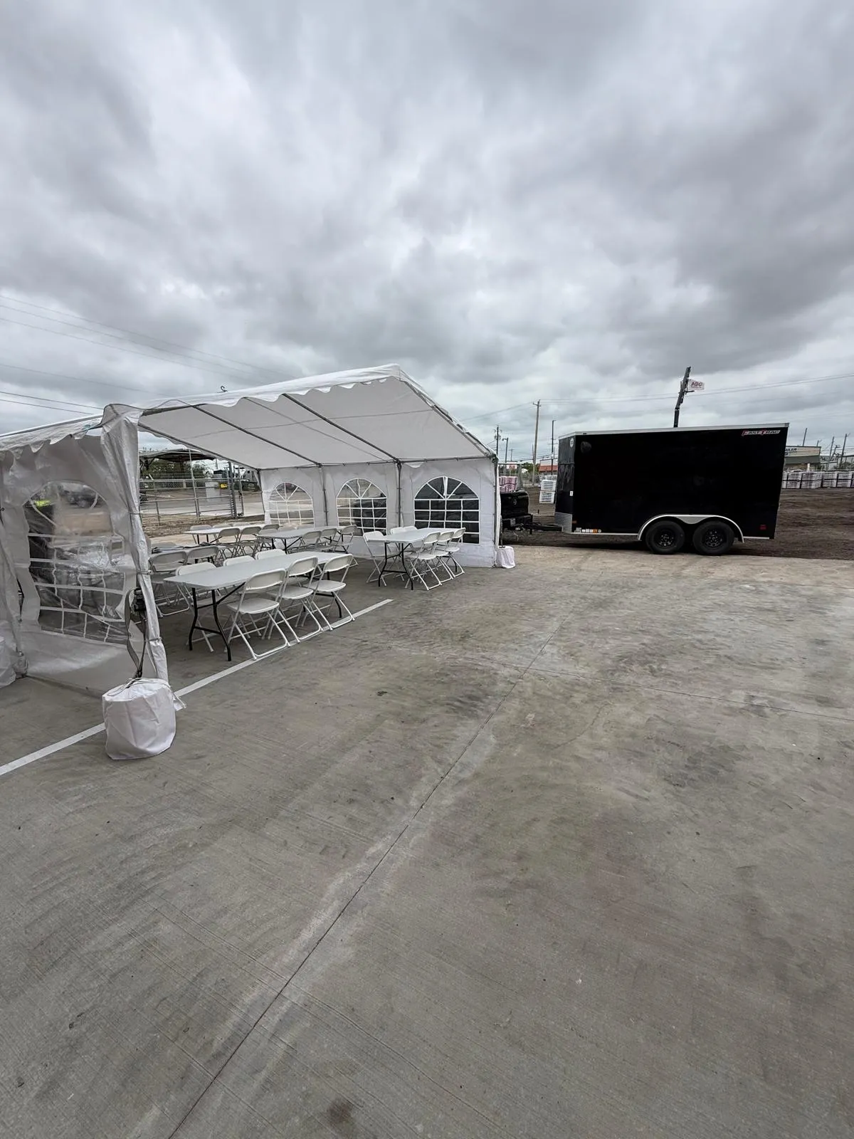 Professional delivery of table rentals, folding chairs, and party tent setup in Laredo, TX by RP Rentals TX.
