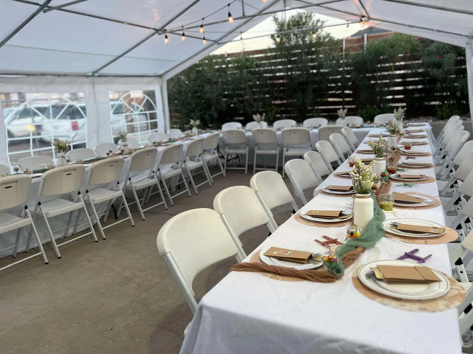 Banquet table rental with elegant wedding reception setup in Laredo, TX.