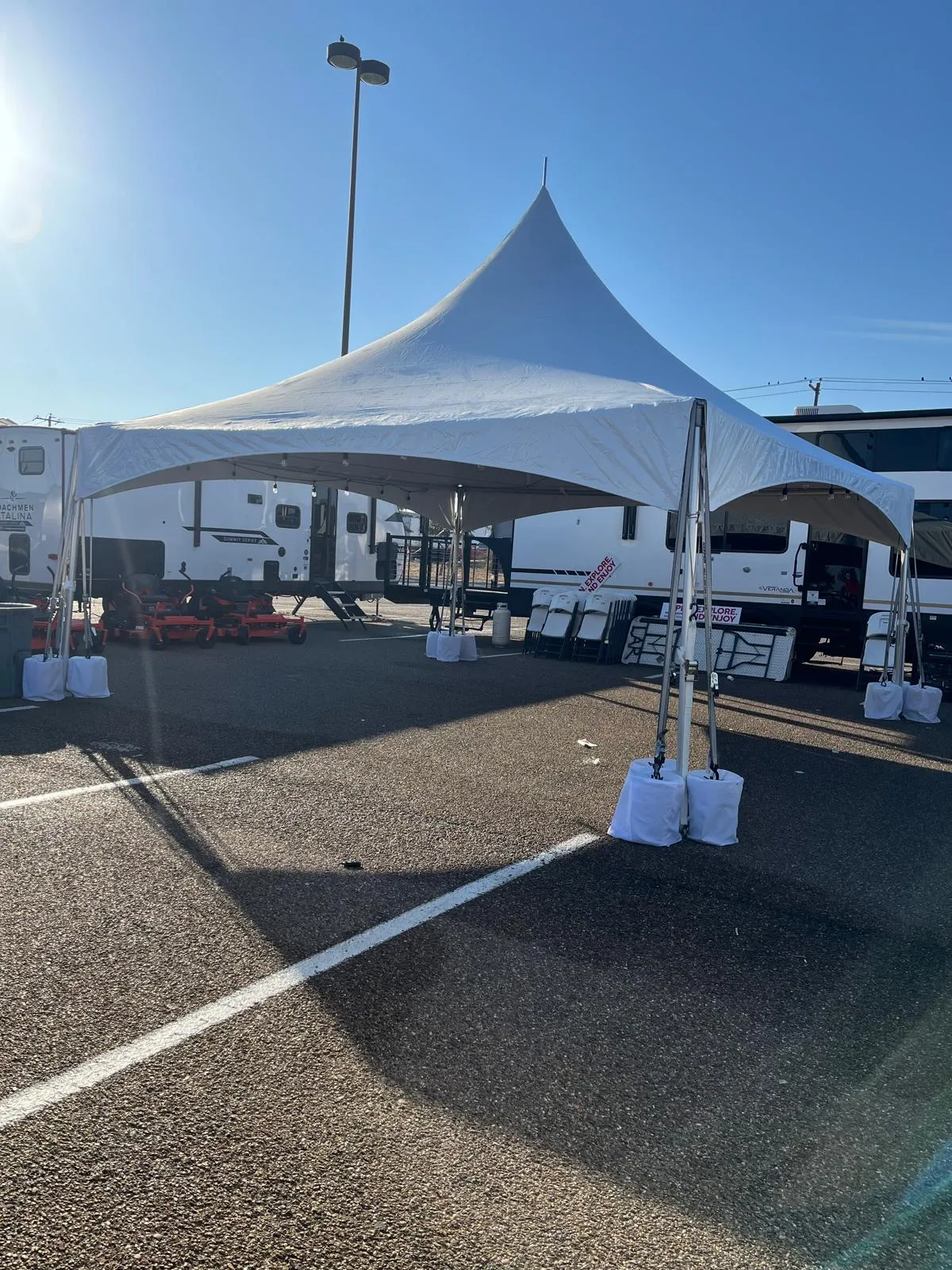 Heavy-duty commercial high peak tent rental for outdoor events in Laredo TX