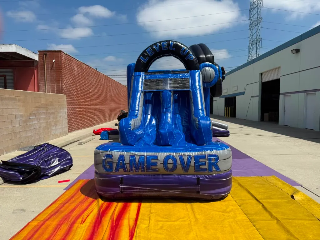 Wet &amp; Dry Combo Bounce House Rental in Laredo, TX with dual lane slides and climbing wall