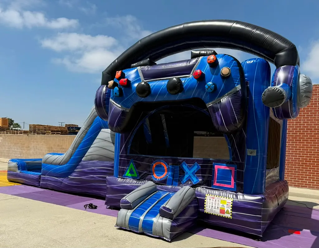 Wet &amp; Dry Combo Bounce House Rental in Laredo, TX with dual lane slides and climbing wall