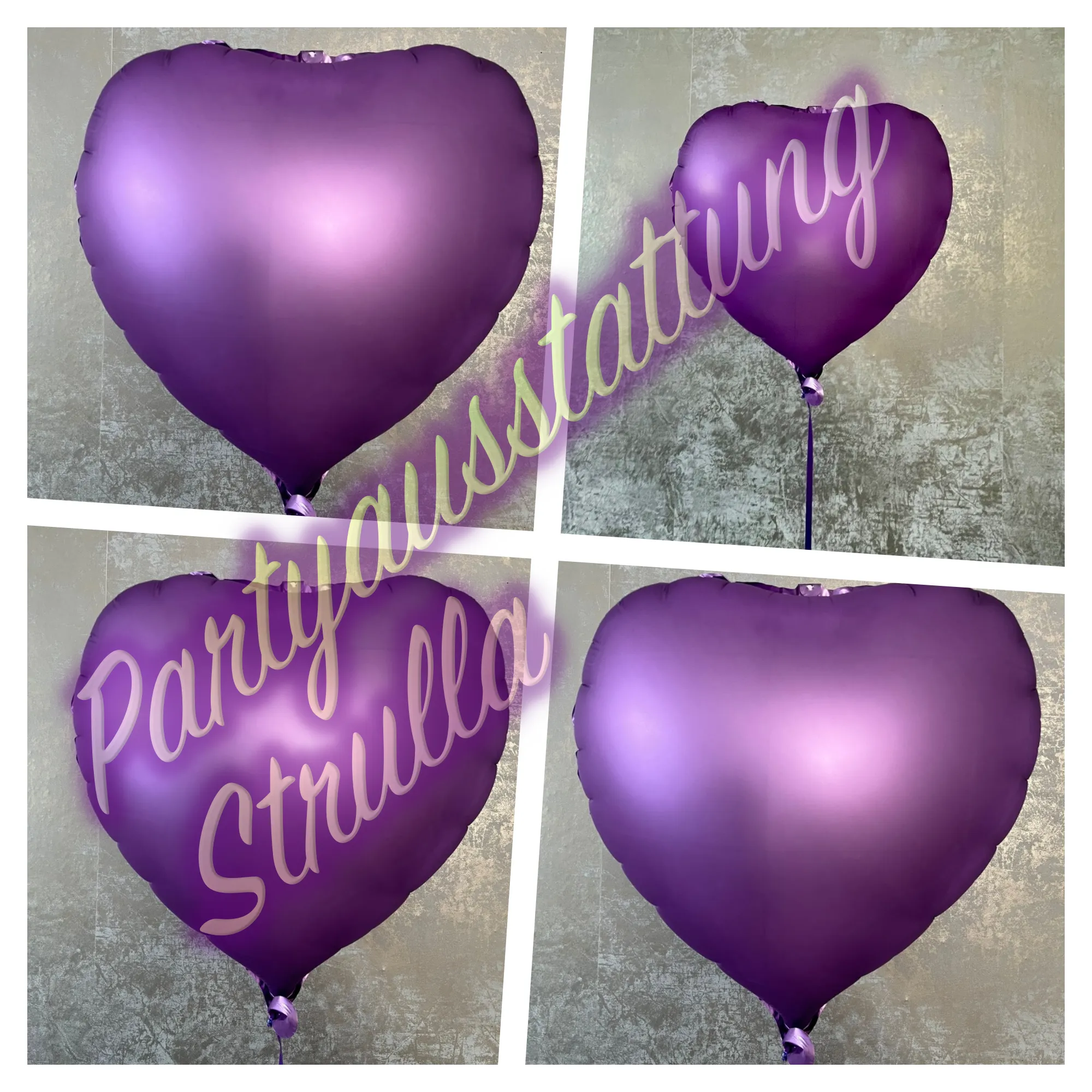 Mit Ballon Gas befüllte lila Folienballons von Partyausstattung Strulla
