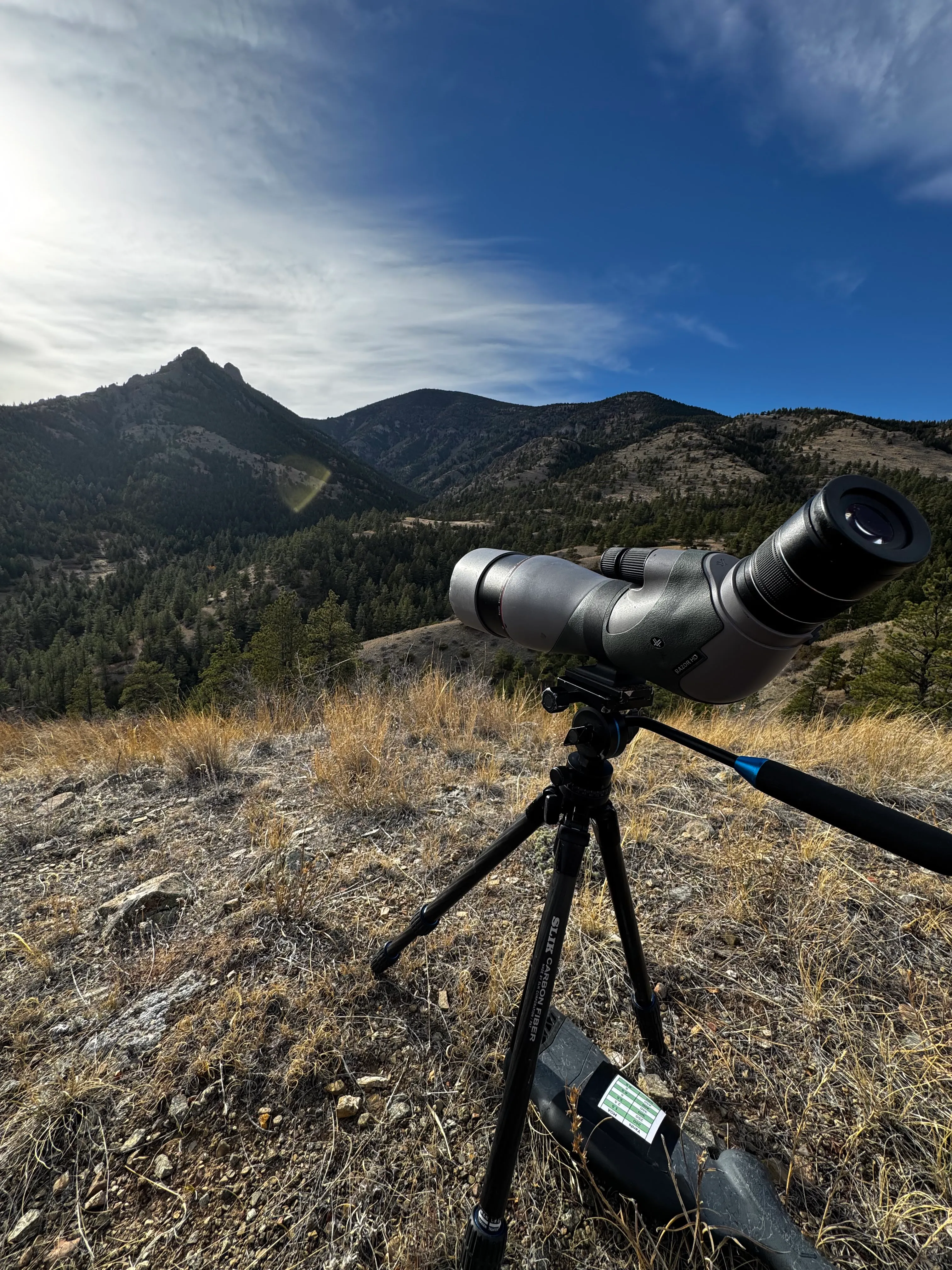 Spotting scope being used in the backcountry