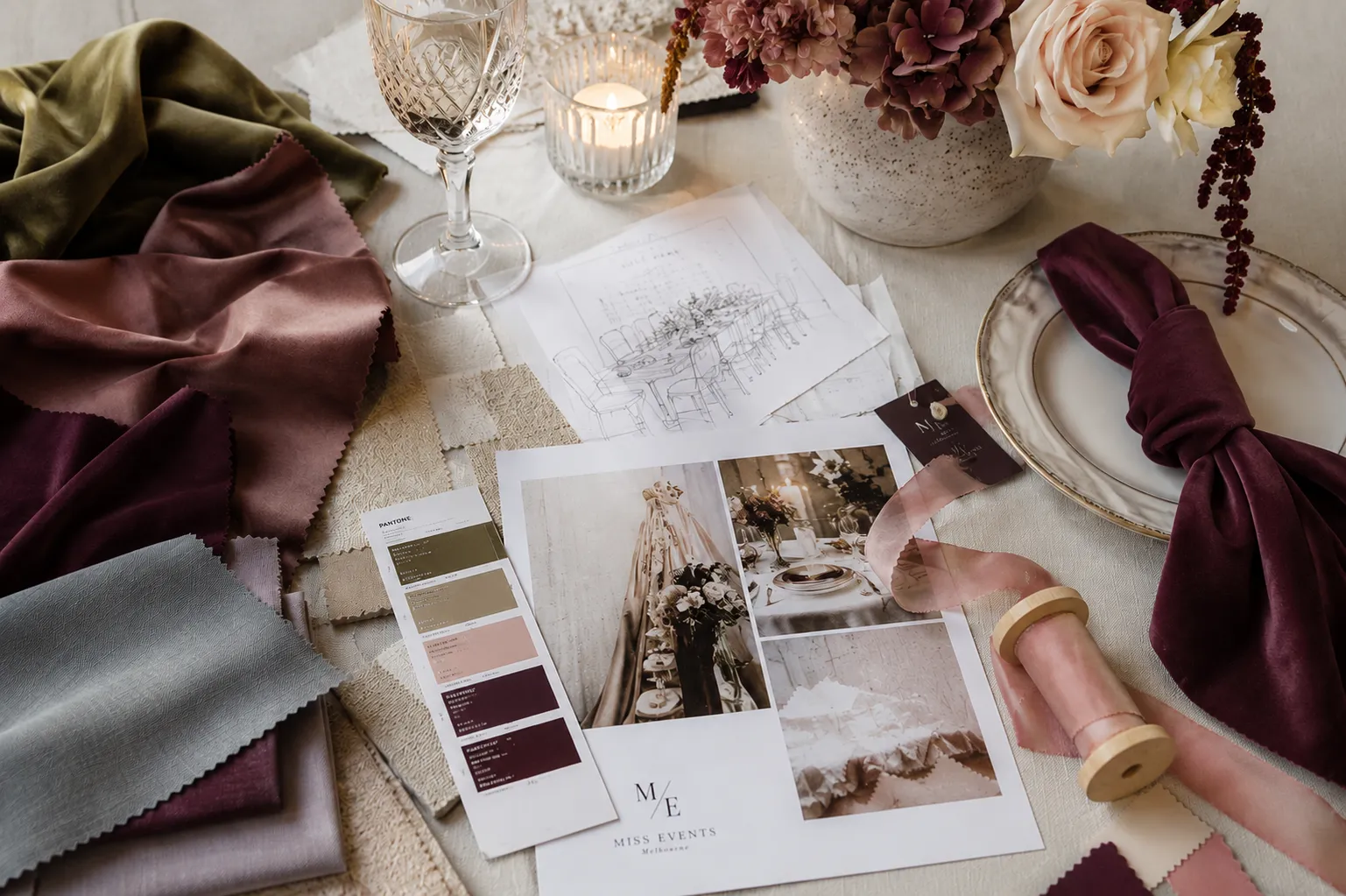 Miss Events Melbourne Style Atelier with event styling materials and creative selections