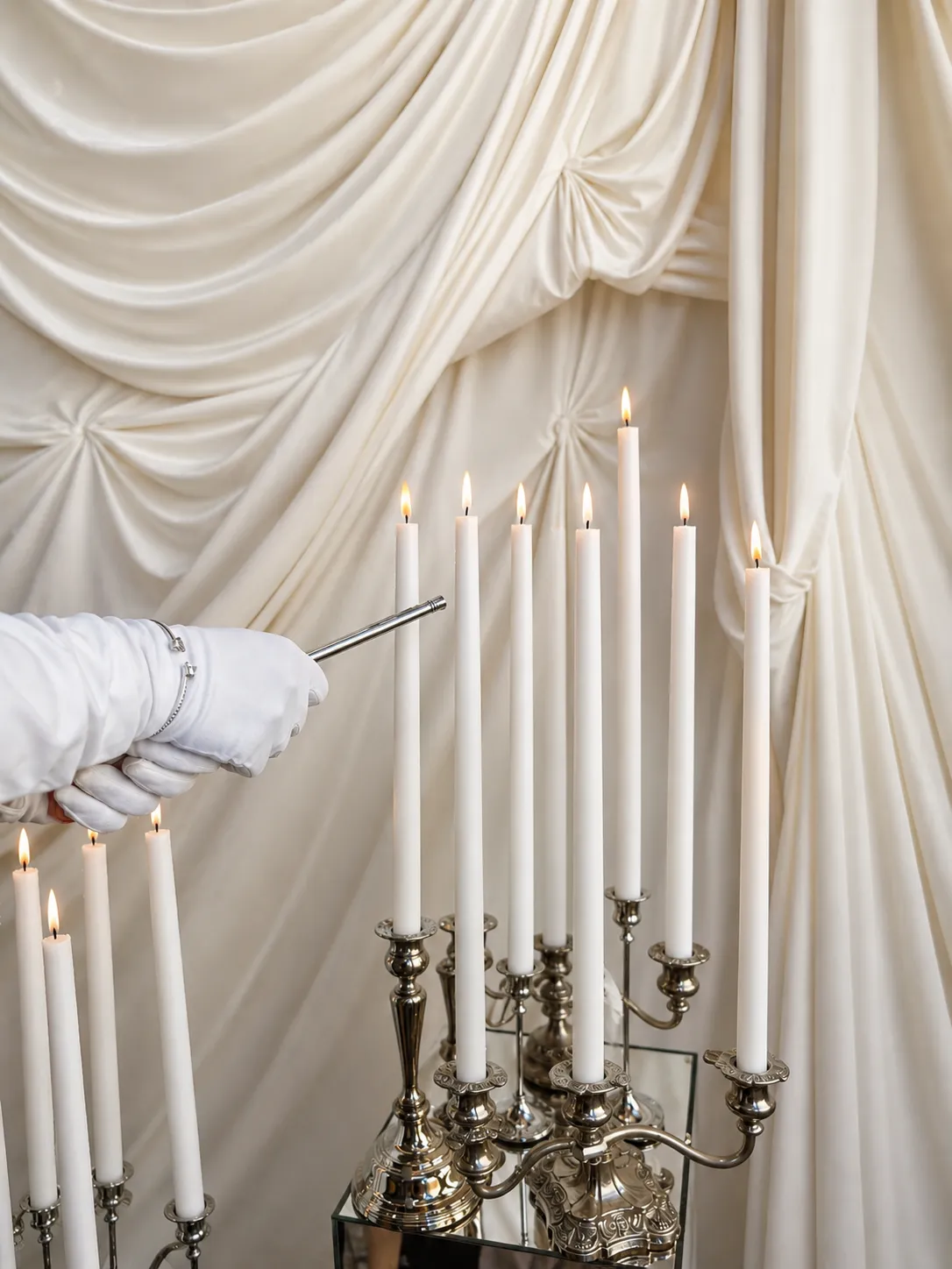 Behind the scenes of an editorial fashion shoot with vintage candelabra and candlelight styling by Miss Events Melbourne