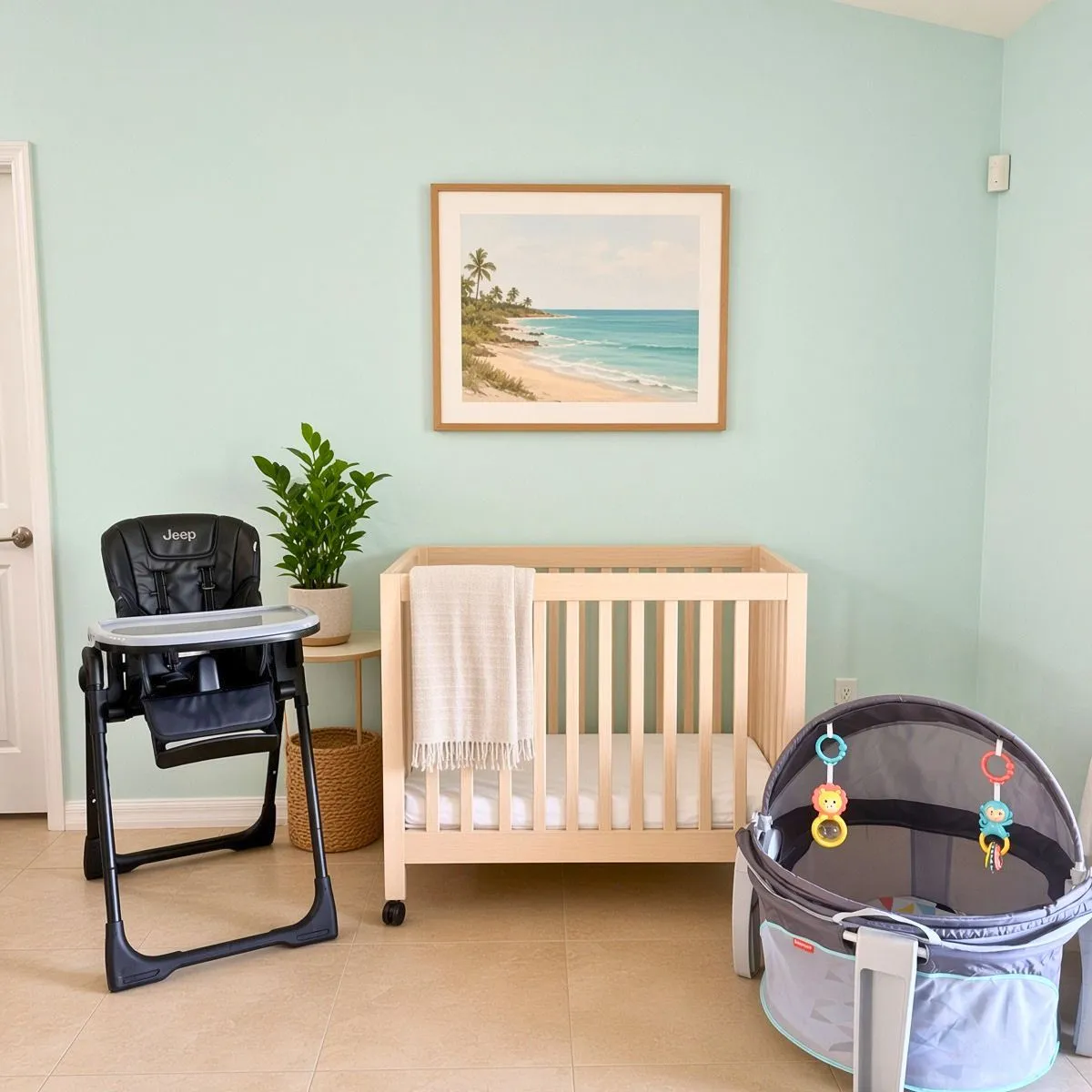Crib< High-chair, baby dome delivered to  Sarasota rental