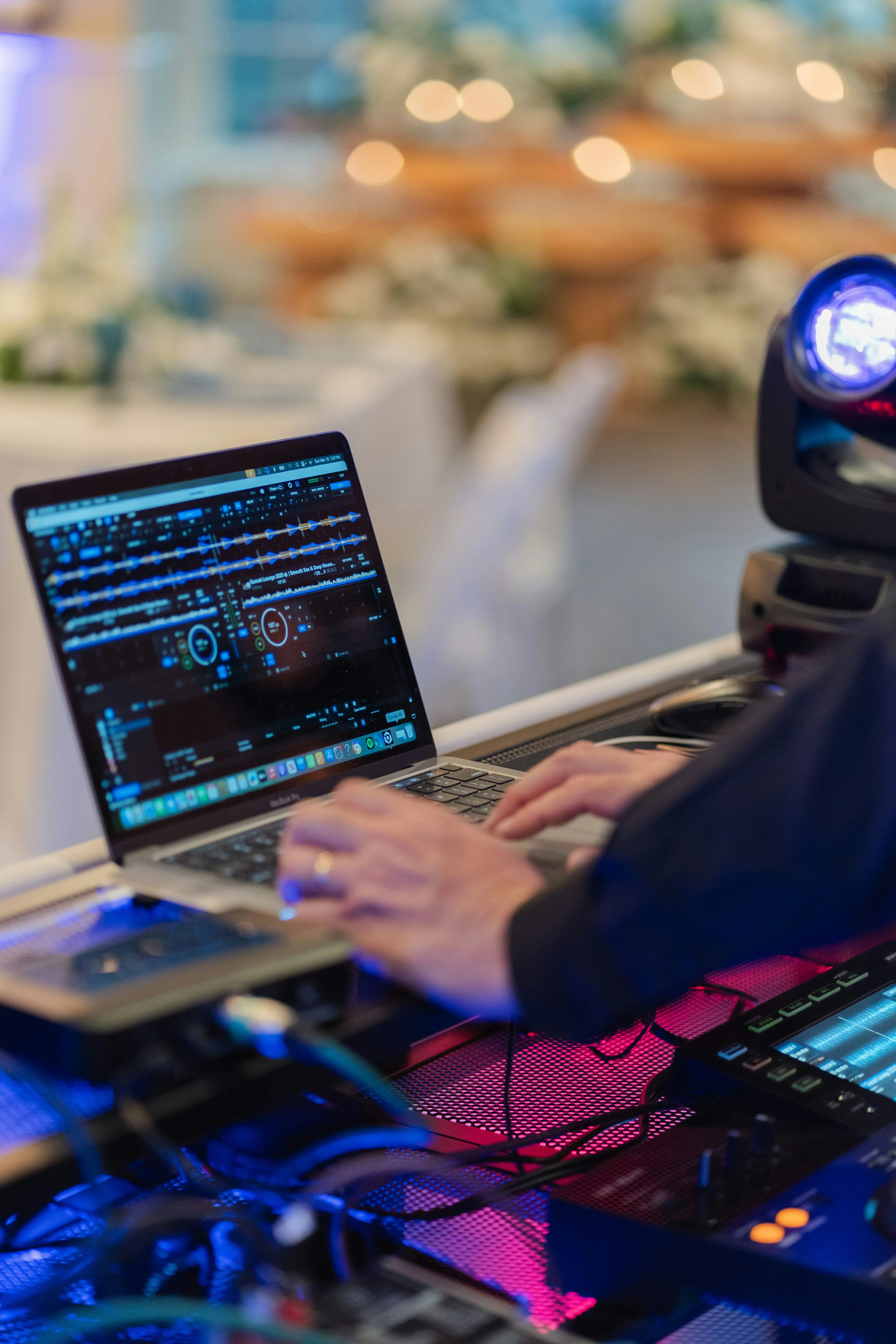 Closeup of a DJs computer