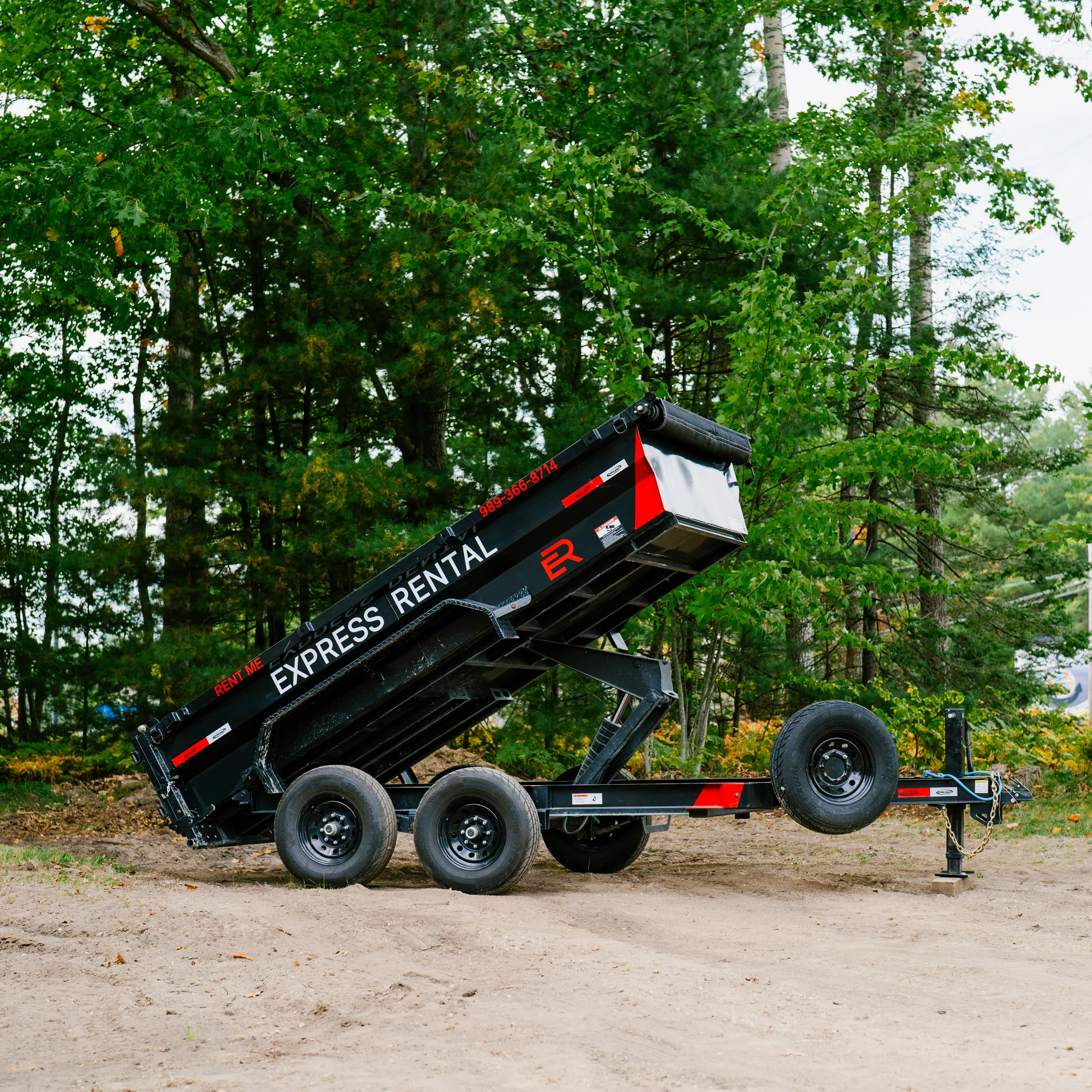 Dump trailer available for rent at Express Rental in Houghton Lake, MI