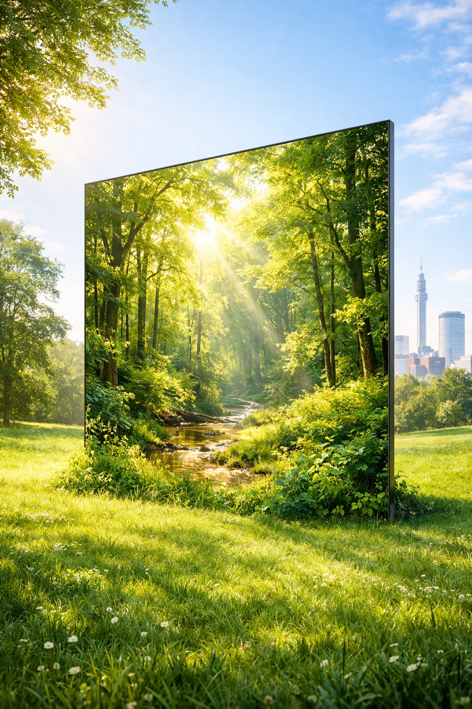 Sustainable AV equipment hire Birmingham LED screen illustrating eco-friendly event technology benefits.