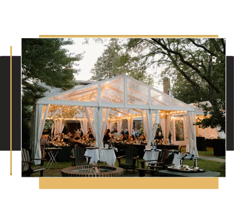 The interior of a tent