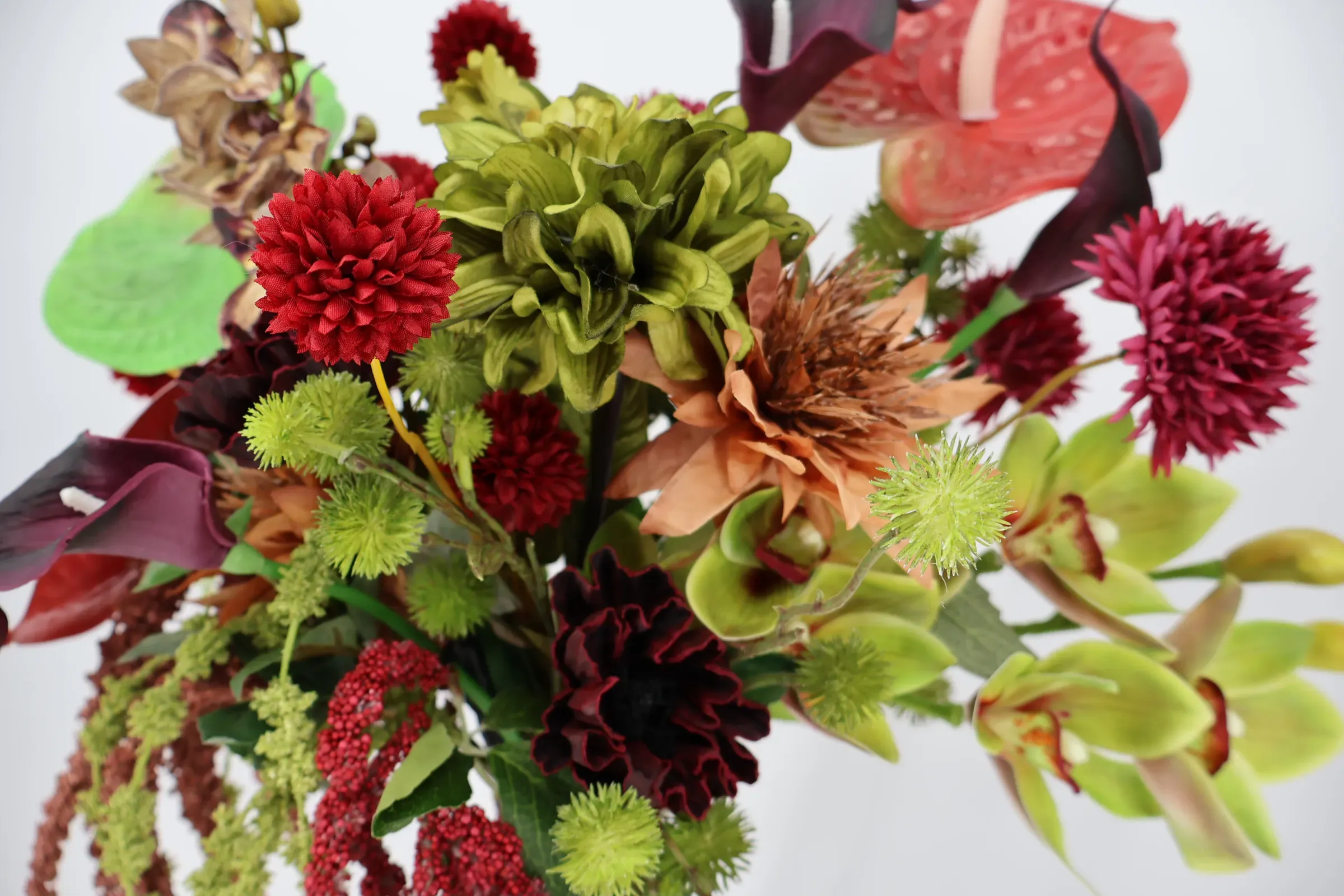 merlot burgundy and green wedding florals