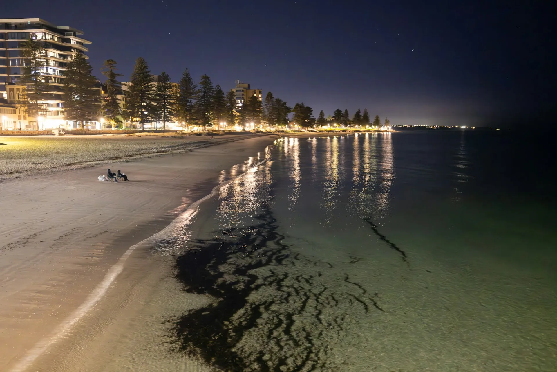 Glenelg Beach at night in Holdfast Bay, South Australia