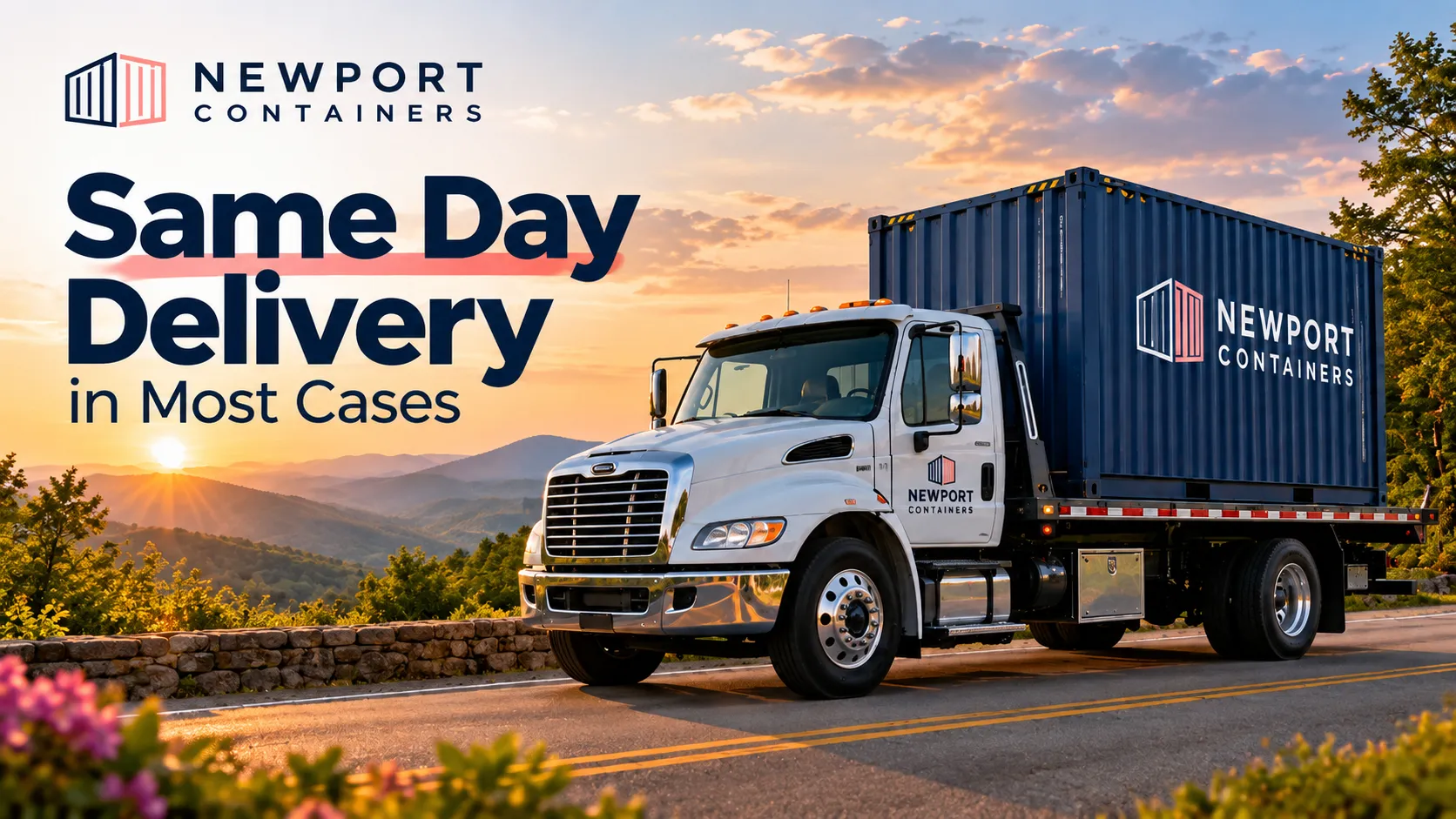 Same day delivery of shipping containers