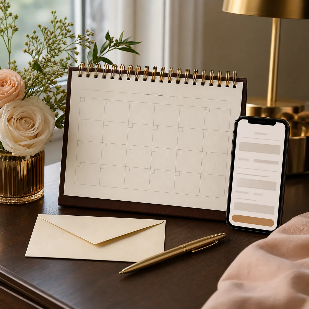 An elegant event reservation planning desk