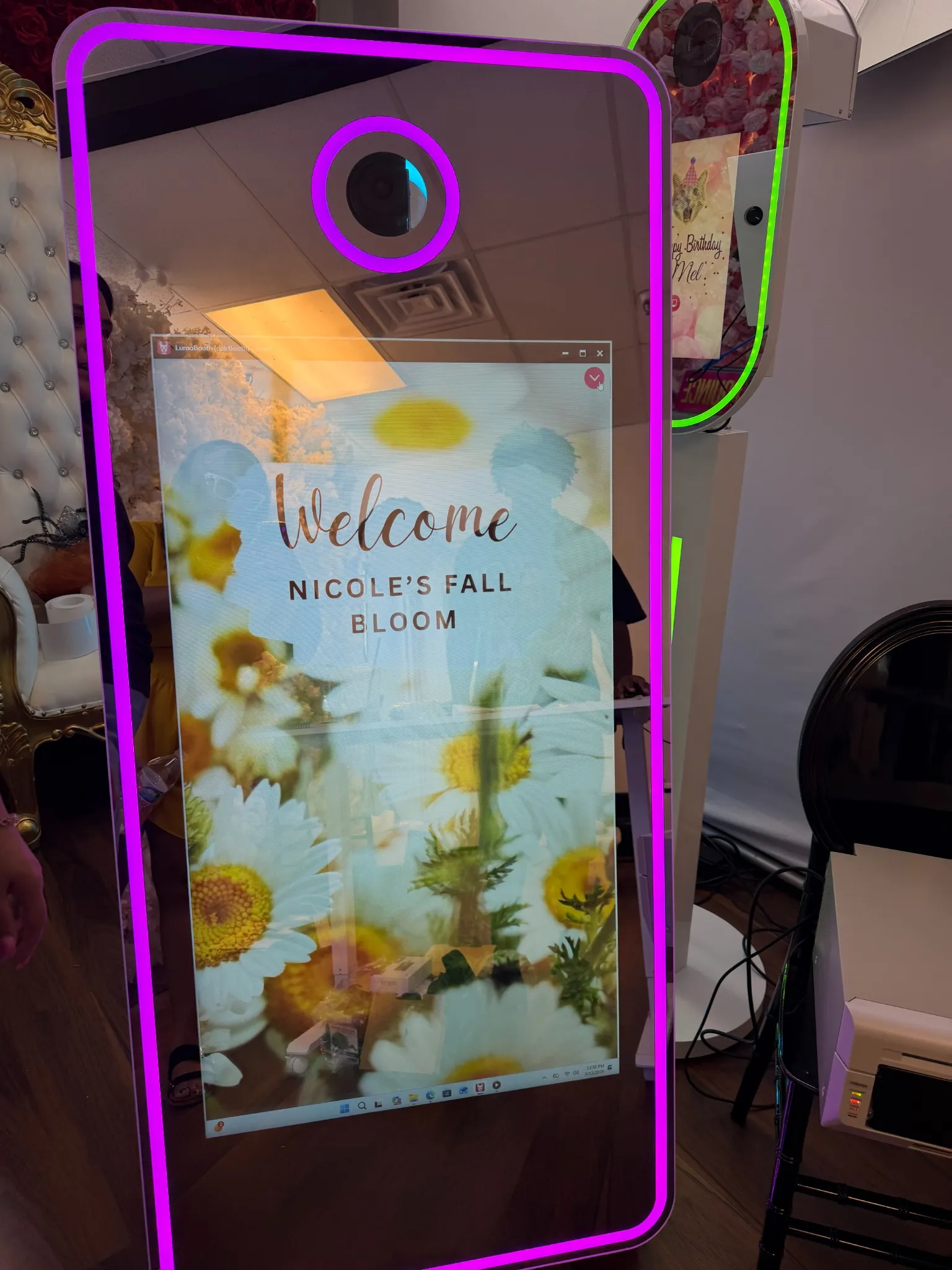 Selfie mirror photo booth with a custom welcome screen by Brown Butter Moments