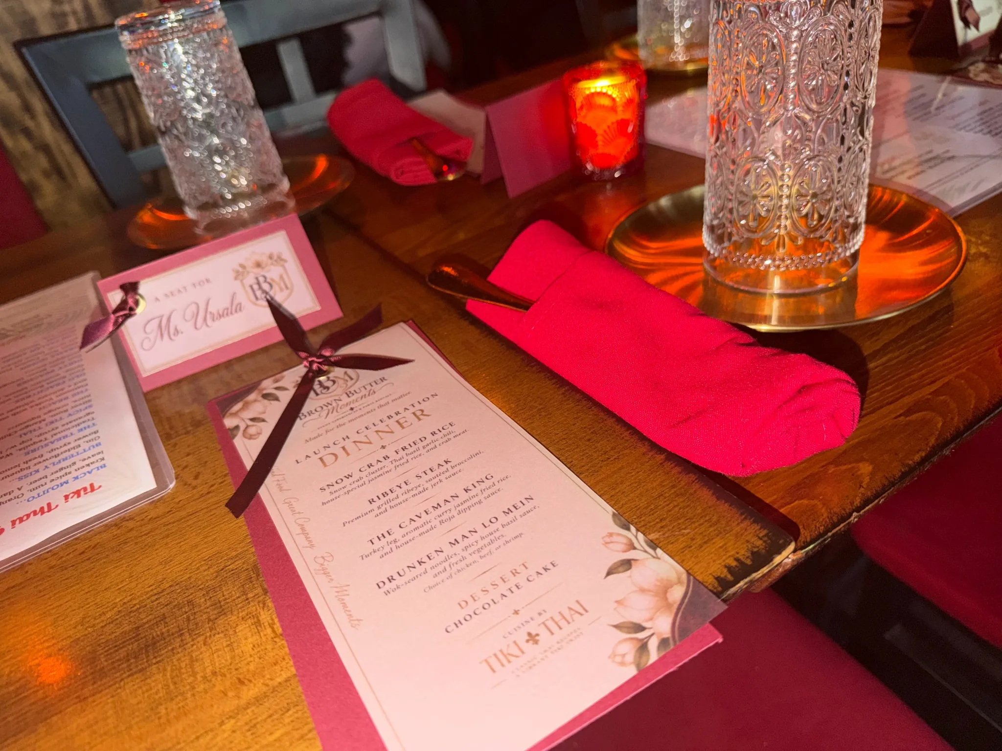 Thoughtful table details at a Brown Butter Moments celebration