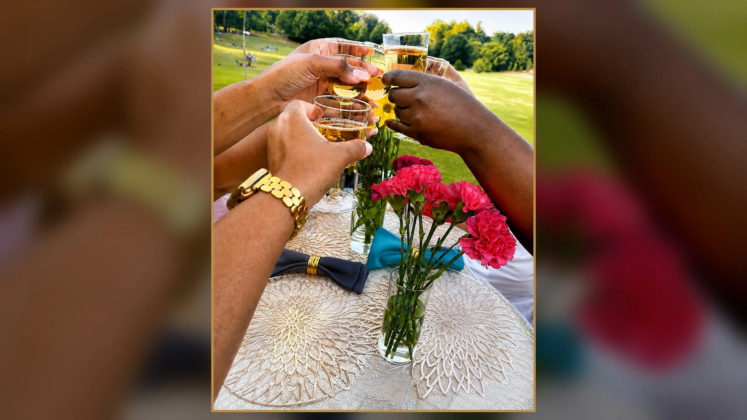 Guests raising a toast at a Brown Butter Moments celebration