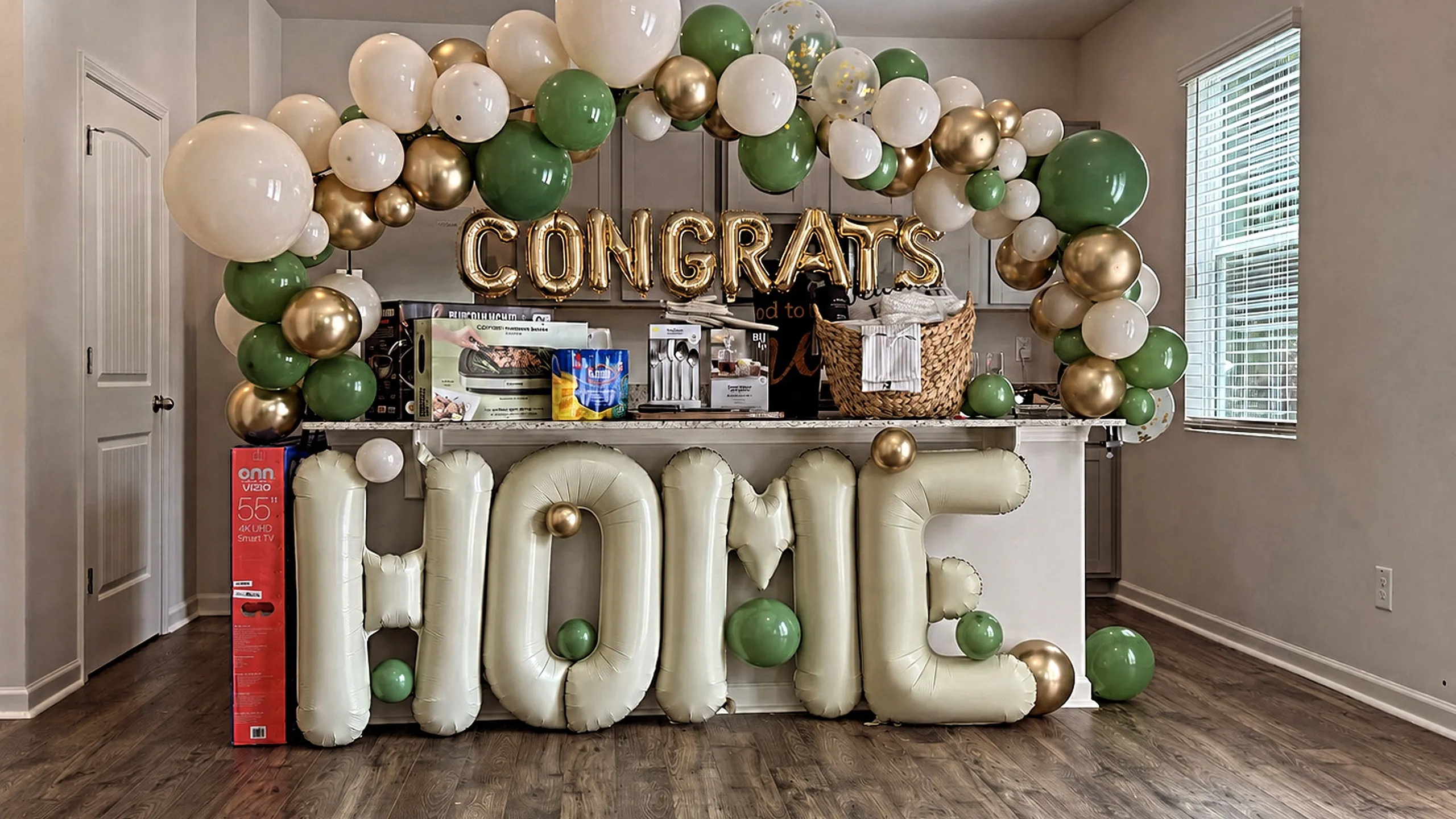 Congratulations balloon display styled by Brown Butter Moments