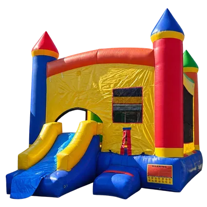 Multicolor castle bounce house from Richie’s Rentals
