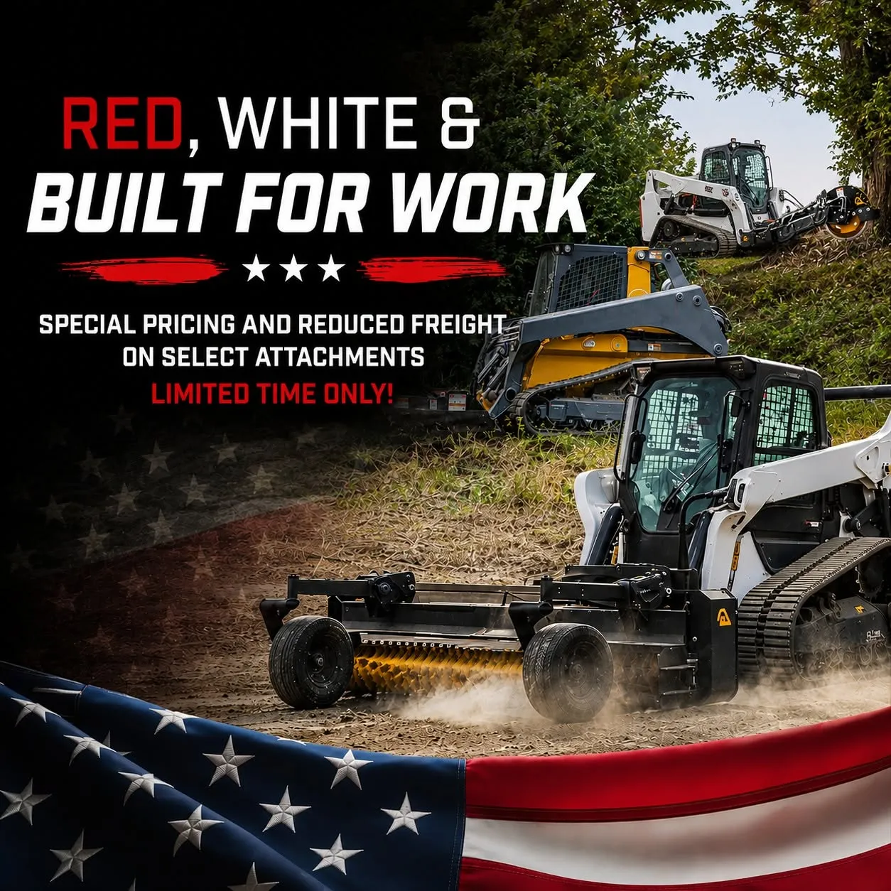 red white and built for work quick attach sale