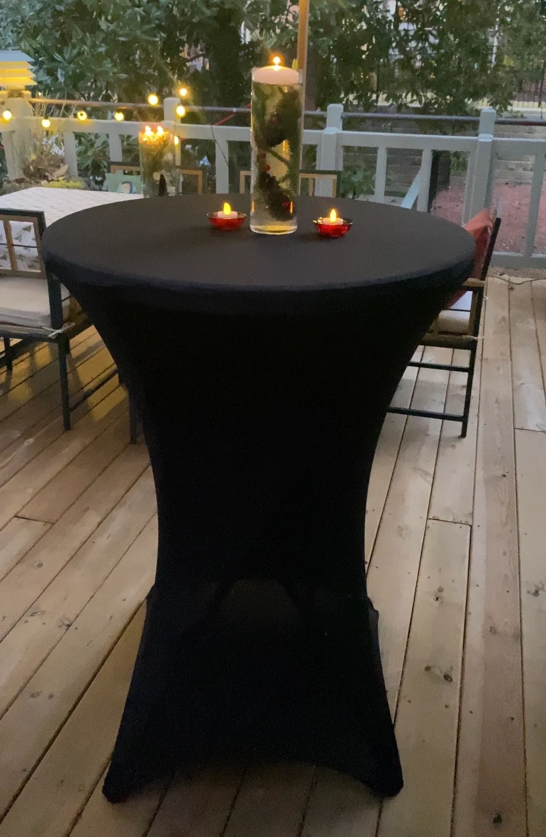 Bistro Table with Christmas centerpieces