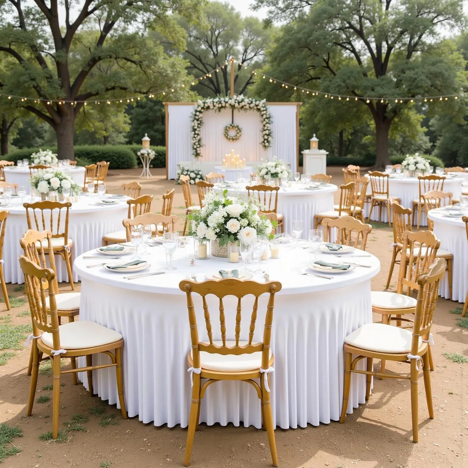 White Round Fitted Stretch Table Cloth ( 60" )