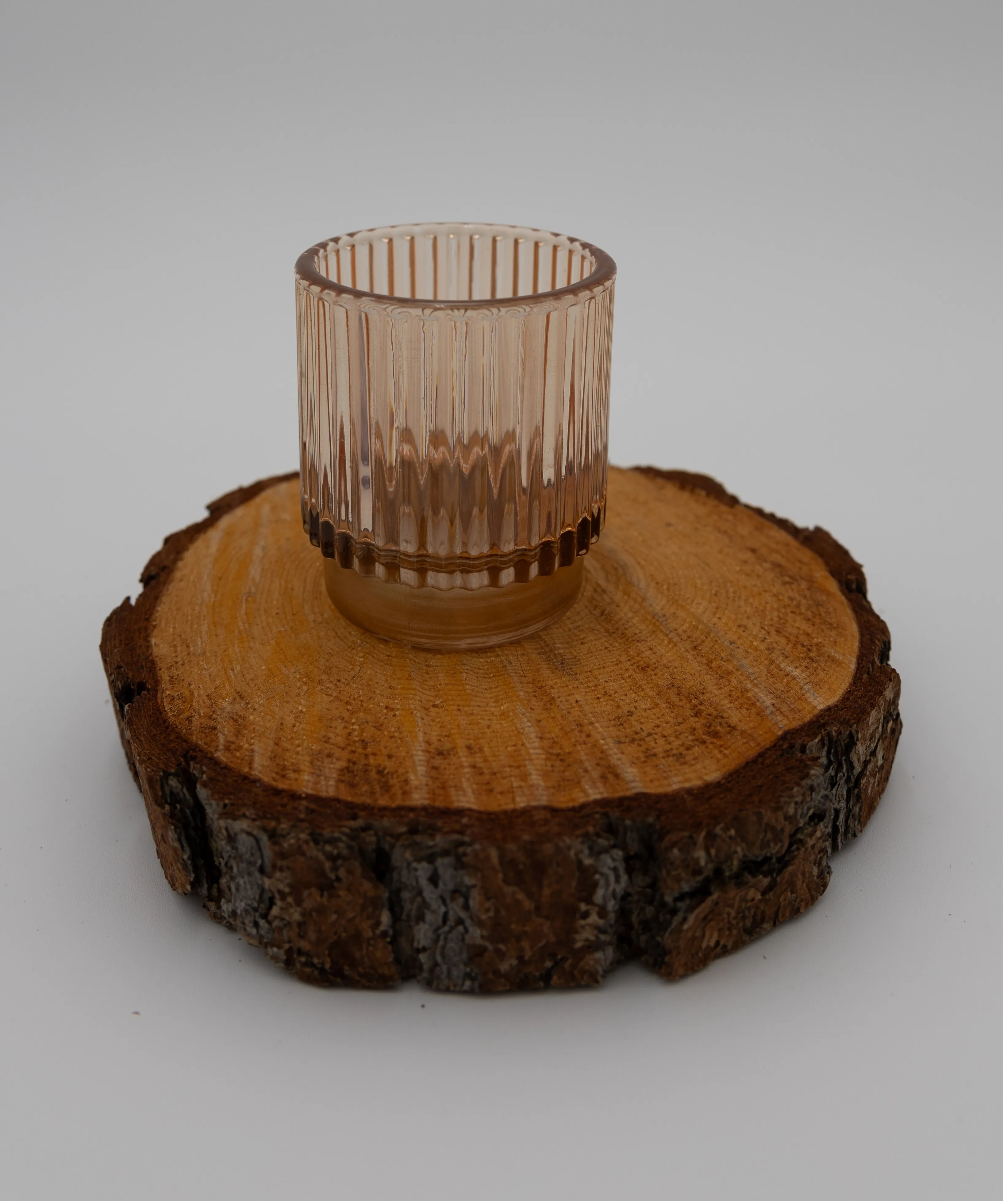 Rose Gold Ridged Votive Holder