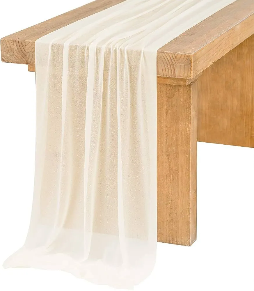 Ivory Chiffon Table Runner