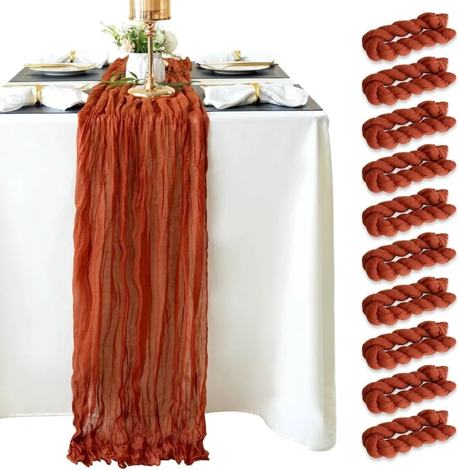 Rust Cheese Cloth Table Runner