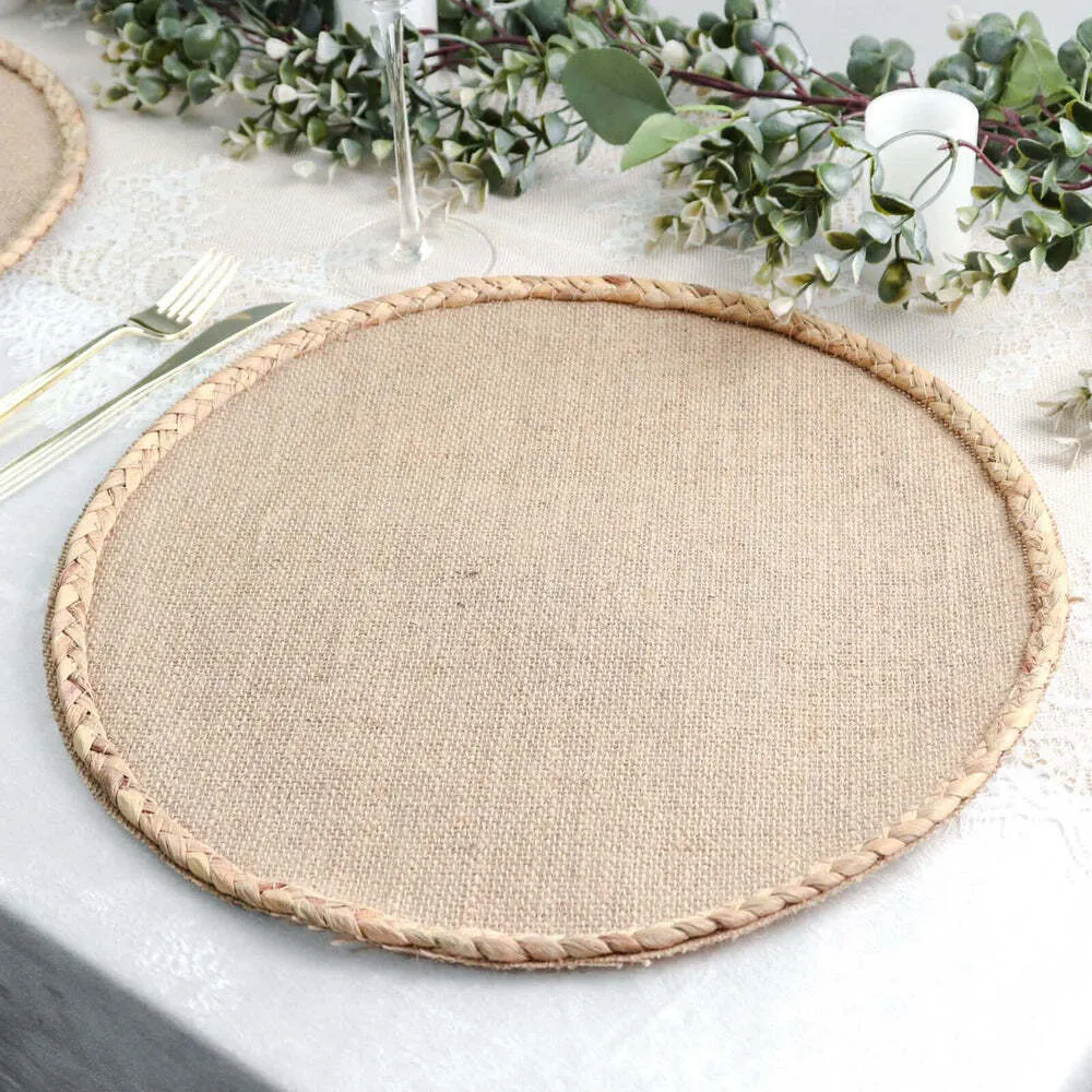 Burlap 15" round Place mat